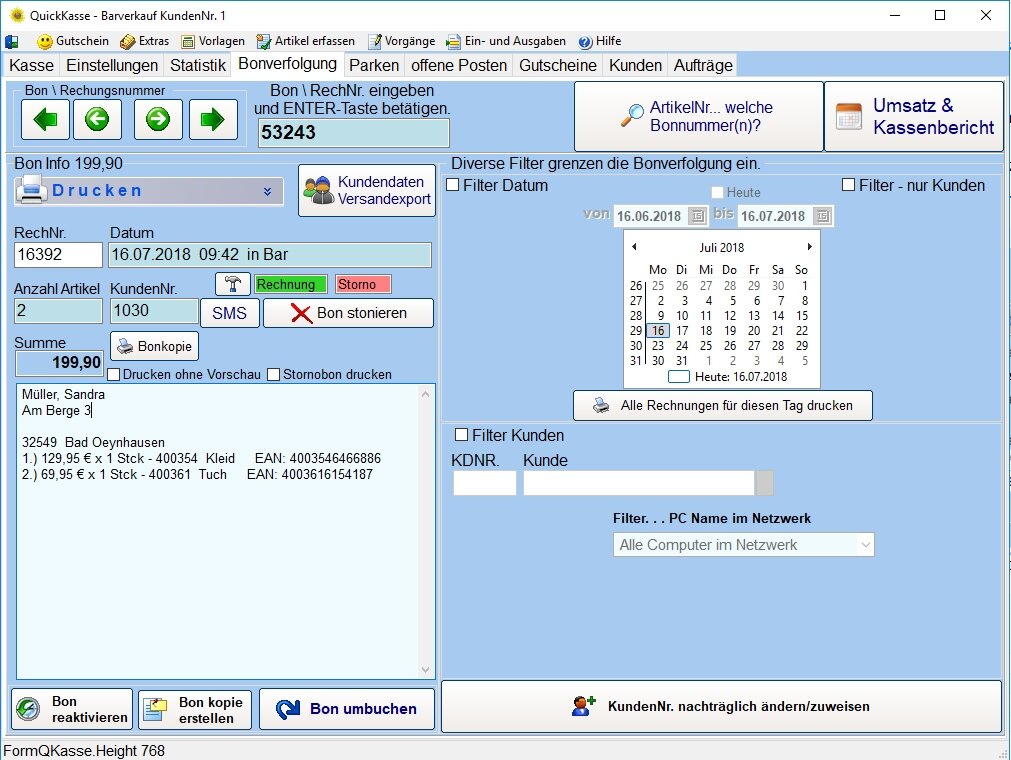 QuickKasse Bon parken