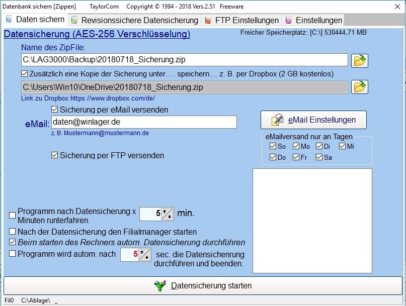 QuickKasse Datensicherung